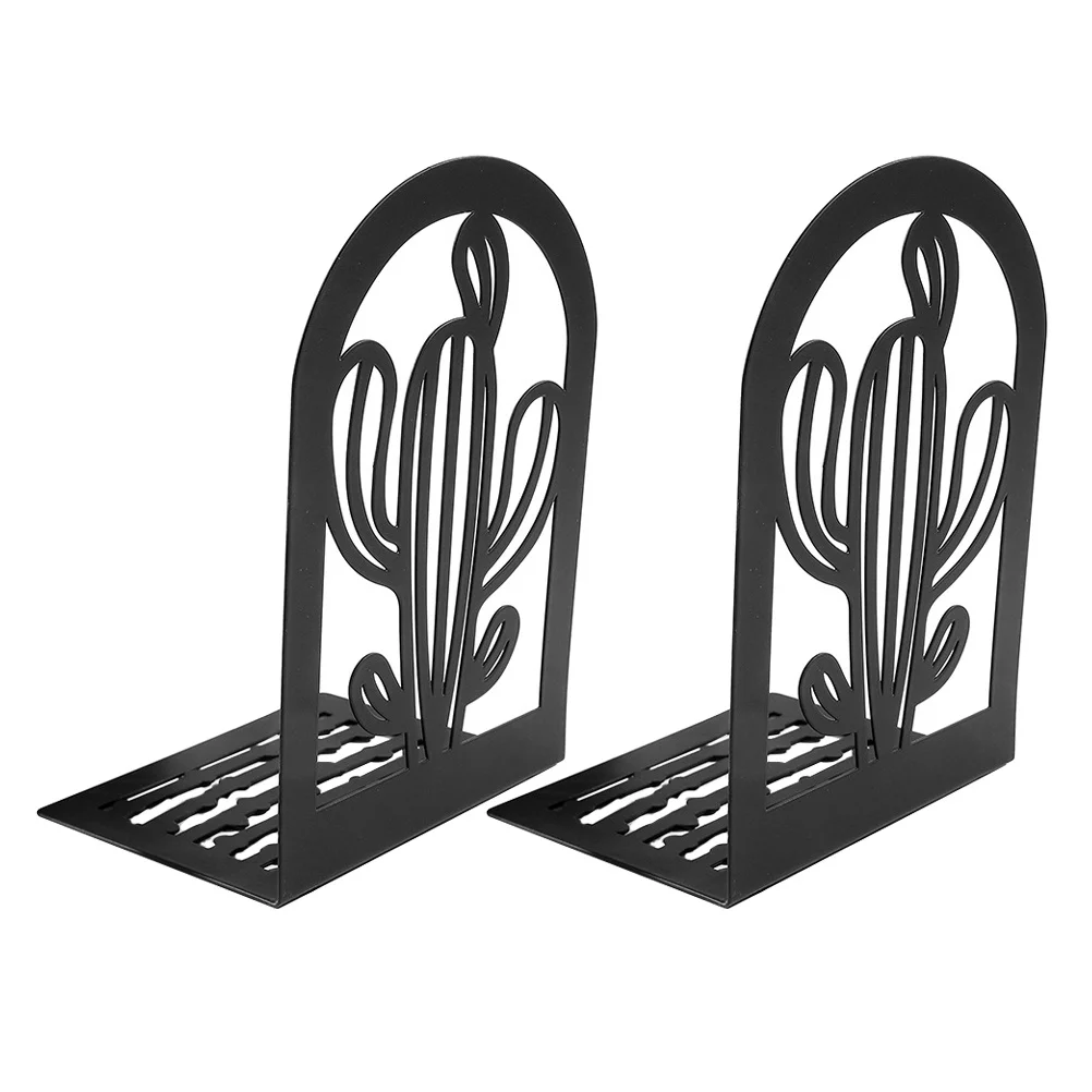 

2Pcs Cactus Bookends Decorative Metal Book Holder for Shelves Study Supplies Iron Bookend Organizers for Home Office Classroom