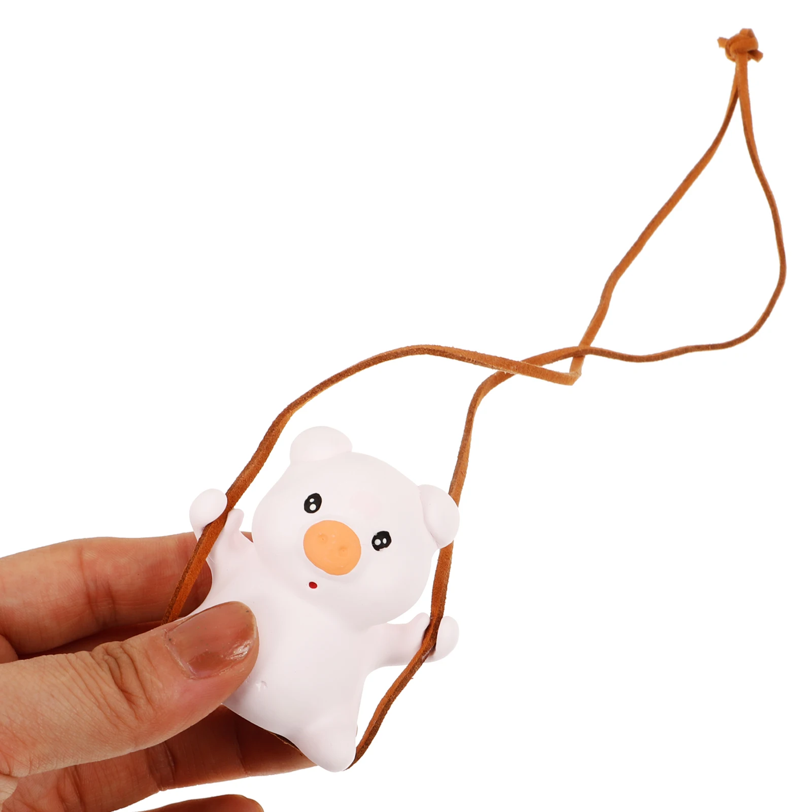 

Cute Pig Car Hanging Ornament For Rearview Mirror Durable Cartoon Design Easy Install Warm Cozy Atmosphere Car Interior