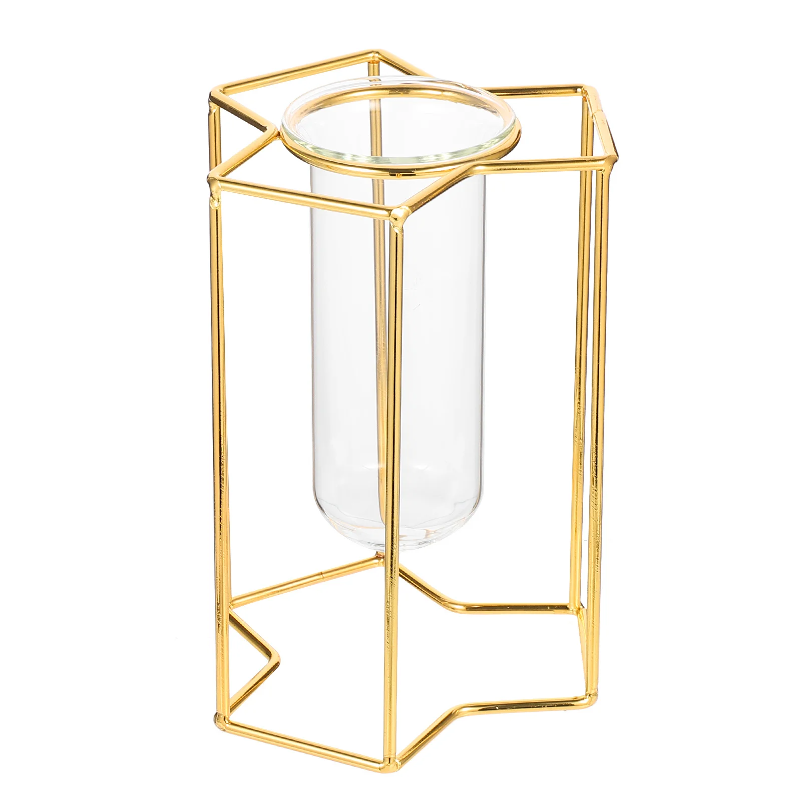 

1Pcs Three Leaf Vase Hydroponic Flower Bottle Metal Glass Creative Desktop Decor Hydroponic Vase Transparent Flower Bottle