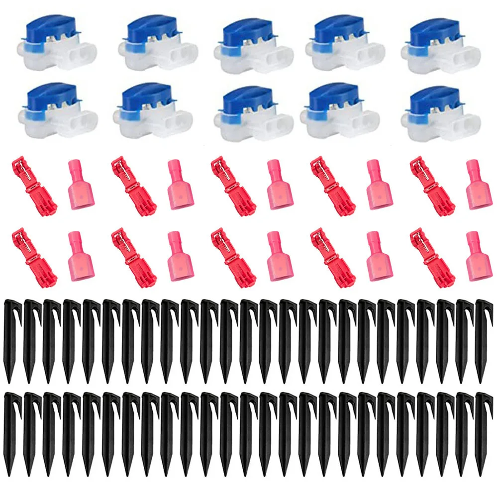 Boundary Wire Replacement Kit Includes 50 Grounding Pegs and 10 Connectors with 10 Connection Terminals for Lawn Mowers