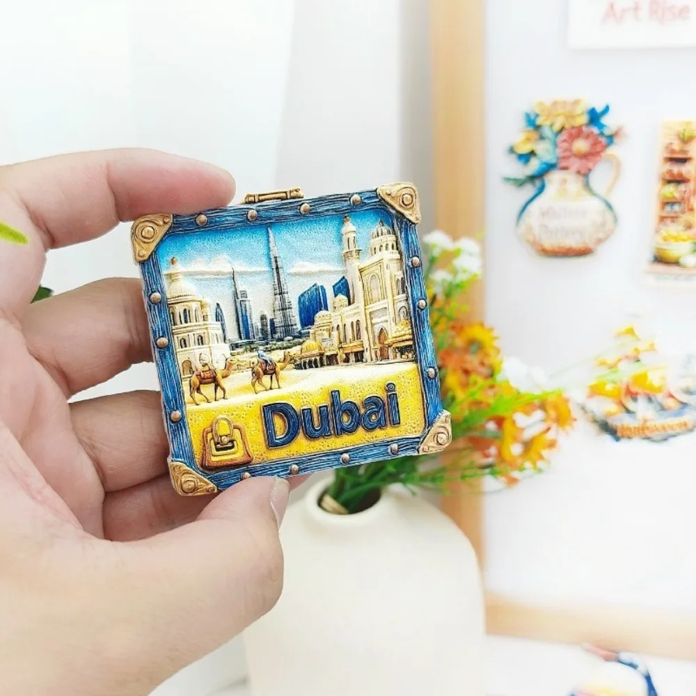 Fridge Magnet Dubai Refrigerator Sailing Hotel Emirates Alloy Halifa Tower Scenic Magnet Fridge Home Decoration Souvenir gifts