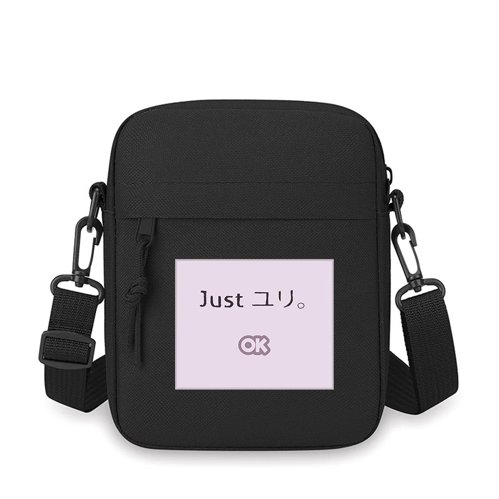 

Just OK Japanese words circle Men Crossbody Bag Single Shoulder Women Cartoon Anime Film Printing Design Unisex