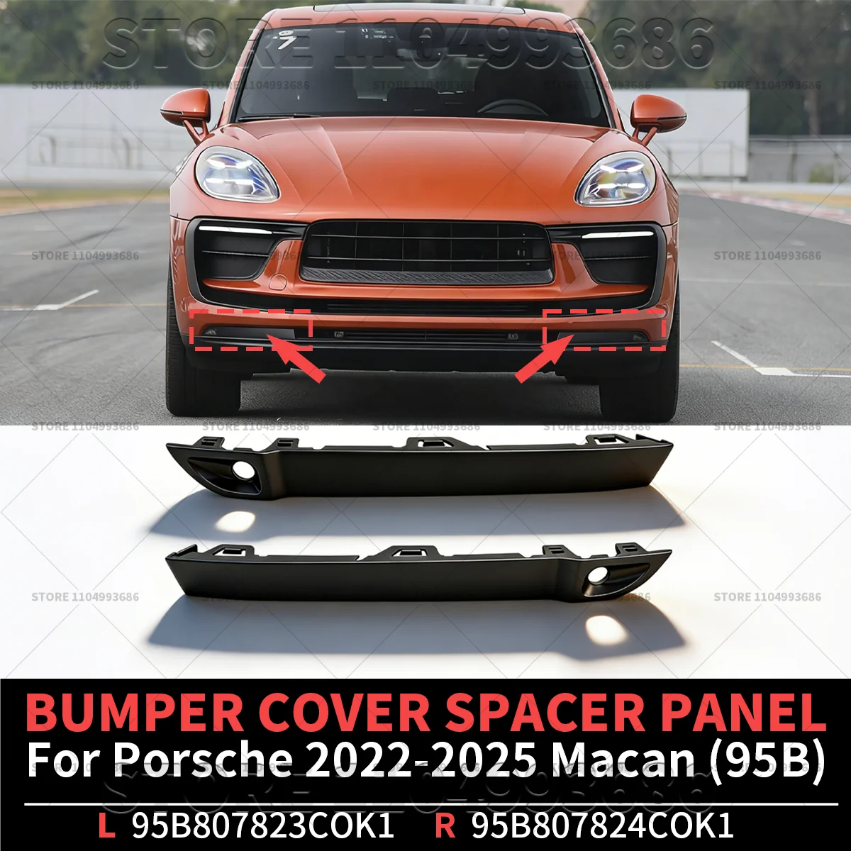 

Для Porsche Macan (95B) 2022-2025: Панель-разделитель бампера, OEM 95B807823COK1, 95B807824COK1, 95B807823C, 95B807824C