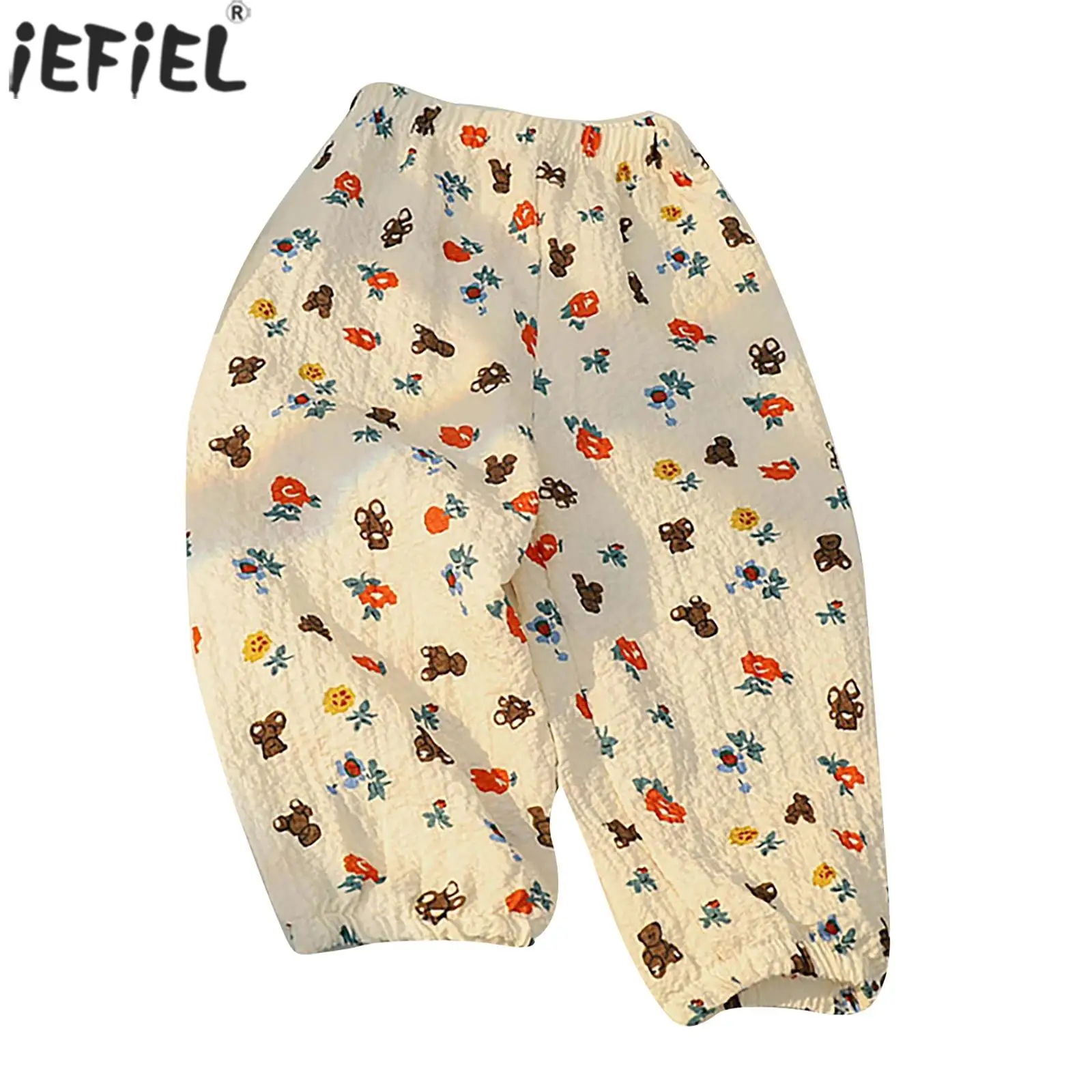 Toddler Baby Boys Girls Casual Linen Long Pants Elastic Waistband Print Harem Bloomers Joggers Kids Summer Clothes Daily Wear