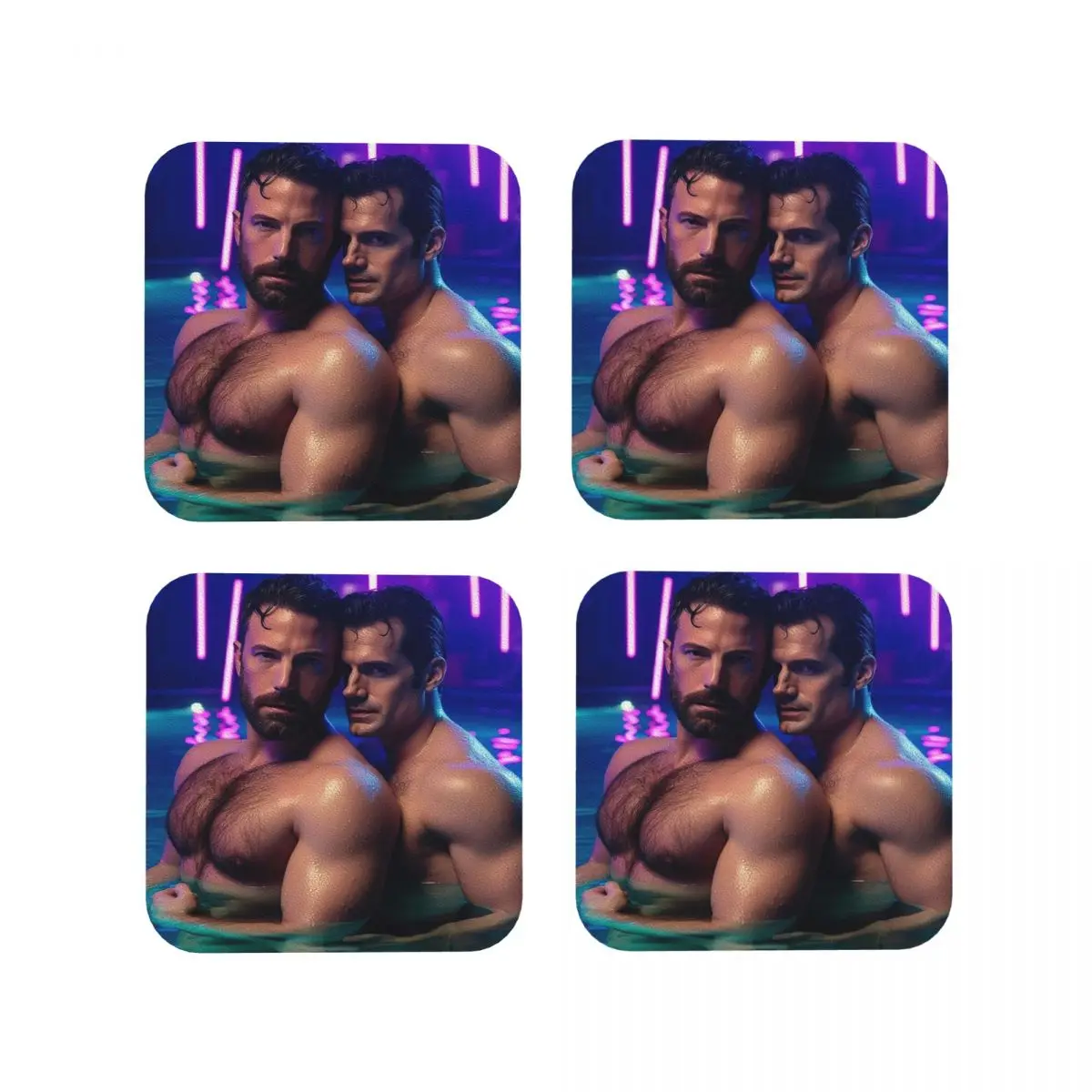 

Подставки Ben Affleck And Henry Cavill, кухонные салфетки, нескользящая изоляционная чашка, кофейные коврики, декор, домашняя посуда, подушечки, набор из 4 шт.