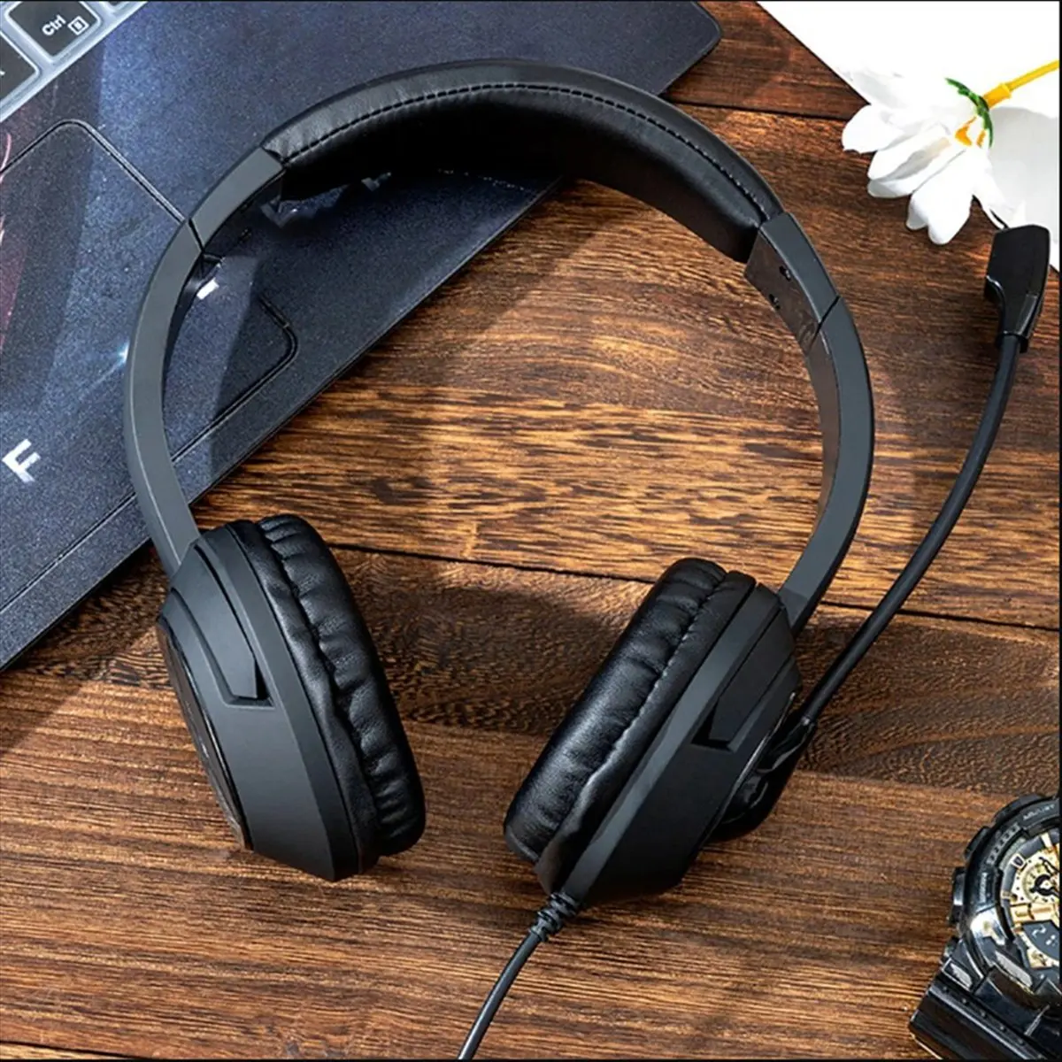 A003 Wired USB Headset Call Center Headset with Microphone Game Noise Canceling Over-Ear Headphones for Computer PC Laptop