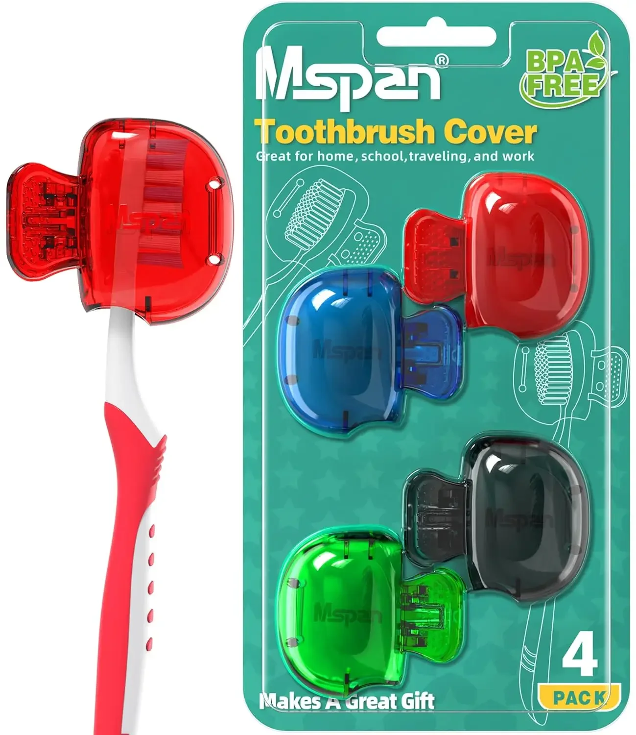 

Toothbrush Head Cover Cap: Toothbrush Protector Brush Pod Case Protective Plastic Clip Bathroom Cool
