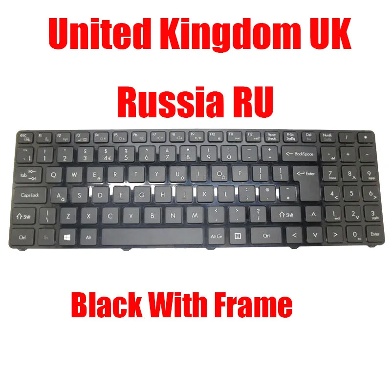 United Kingdom UK / Russia RU Laptop Keyboard For Quanta TWD TWS MP-12K76GB-920 AETWDE00010 MP-12K73SU-920 AETWD700010 Black New