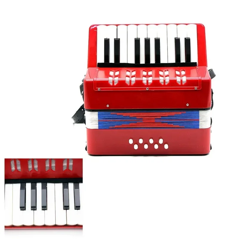 Kids Children 17-Key 8 Bass Mini Small Accordion Educational Musical Instrument Rhythm  Toy Red