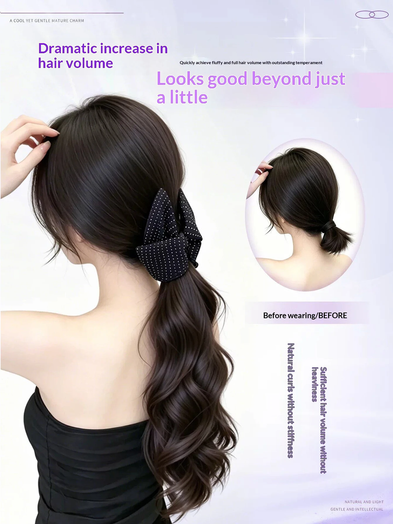 Bow Claw Clip Synthetic Ponytail Hairpiece for Women Heat Resistant Soft Natural Easy Wear Daily Party Wedding Hair Accessories view 4