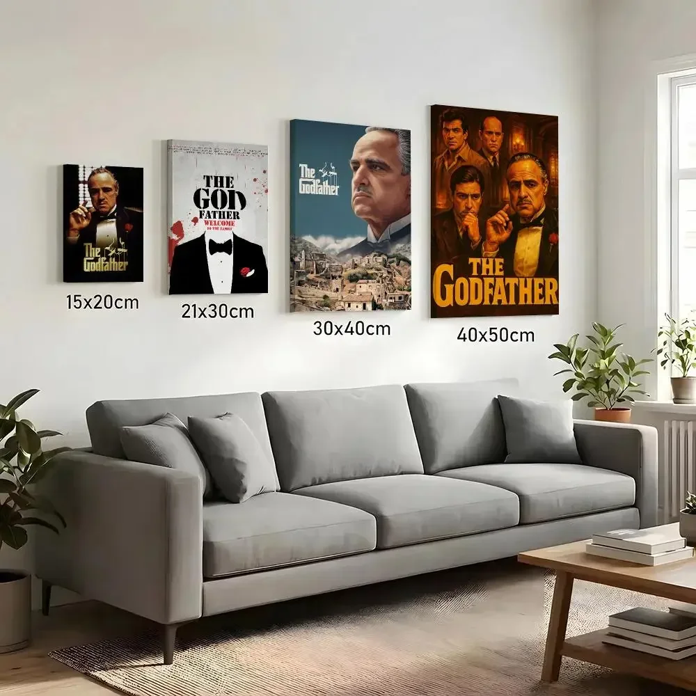 The G-Godfather Classic Movie Painting Calligraphy HD Canvas Print Poster Wall Art | Optional Frame | Modern Hallway Decor