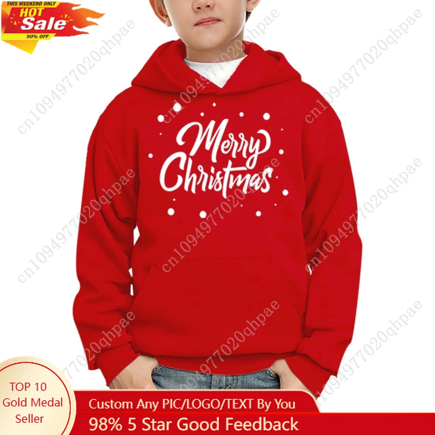 

Remimi Unisex Kids Christmas Hoodie Boy Girl Thanksgiving Day Sweatshirt with Pocket 5-14 Years