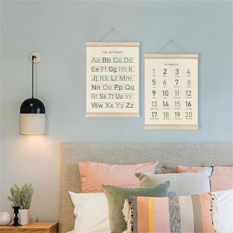 

E8BD 2pcs Educational Wall Posters Hanger for Home and Kindergarten Classrooms