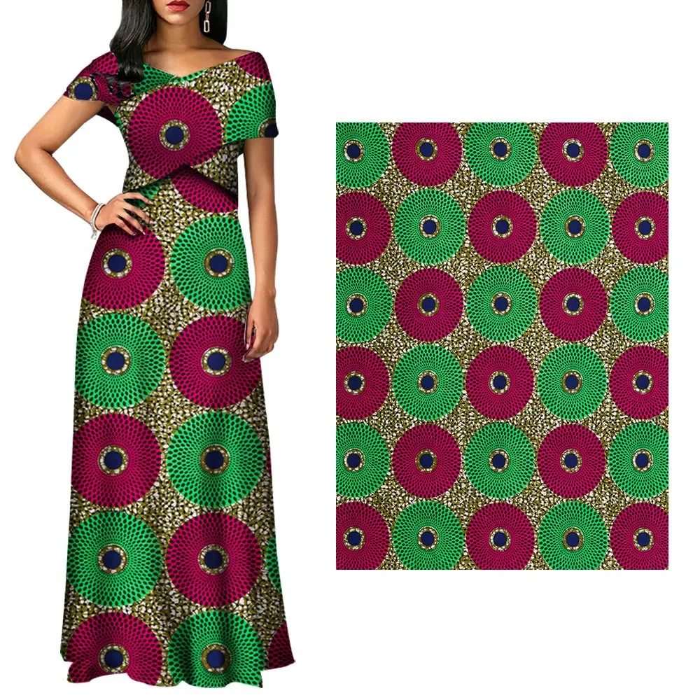 African Fabric Ankara Circular Pattern Clothing Fabric Can Be Used for Dresses Suits Ethnic Fabrics Decoration DIY