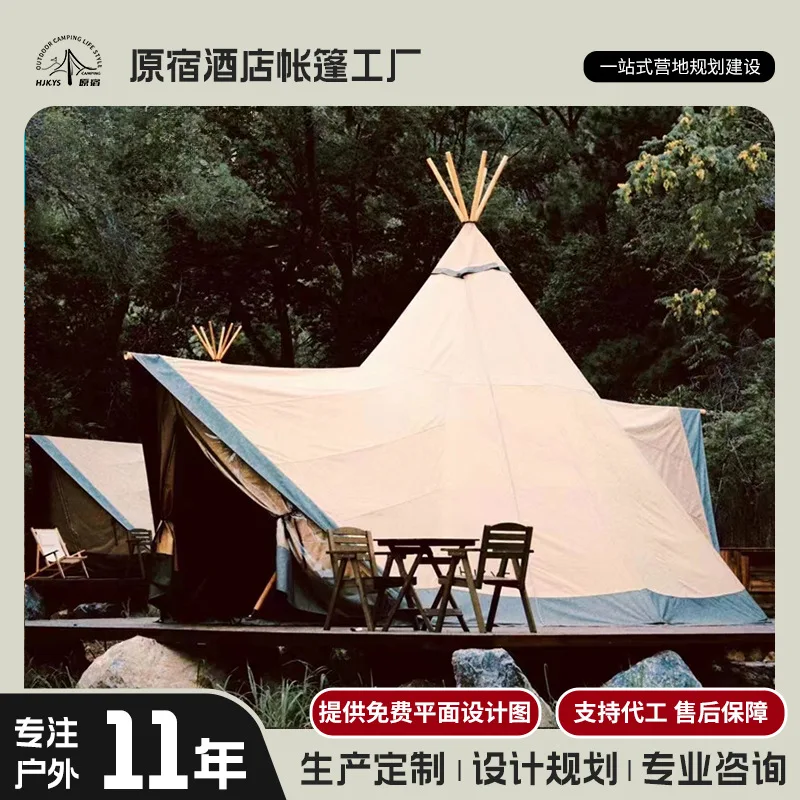 Affordable Luxury Tents,Harajuku Outdoor Indian Hotel Tent Pyramid Tent Homestay Camp High-end Wooden Accommodation Tipi Tent