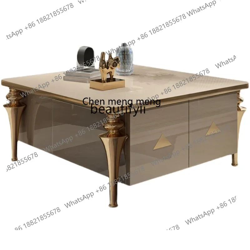 

new style Italian Light Luxury Post-Modern Stainless Steel Long End Table TV Cabinet Unit Marble Furniture ss 7304