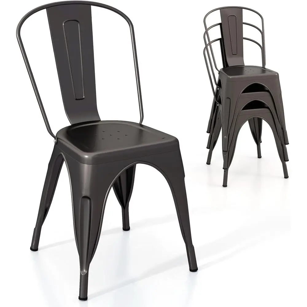 

Набор металлических обеденных стульев (4 шт.), кухонные стулья в стиле амбарного дизайна со съемной спинкой, компактные складные стулья для бистро или кафе.