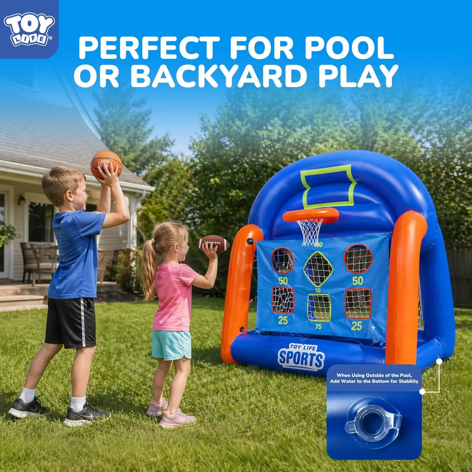 Multi-Sport Pool Games Inflatable for Kids Teens Adults - Basketball & Football Water Play Set, Fun Family Swimming Pool Toys for Ages 5-12 view 4