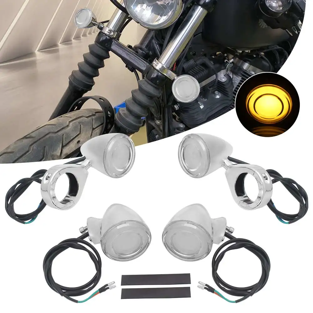 For Harley Sportster XL 883 1200 Iron Roadster Dyna Softail FXSTC 1982-2021 Motorcycle Parts 2 Pair Clear LED Turn Signal Lights