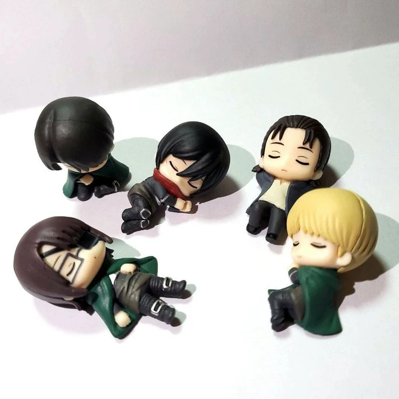 Action Genuine Gashapon Gift Toy Anime Attack On Titan Levi Eren Mikasa Armin Hange Cartoon Hugging Data Line Figure Doll Toys