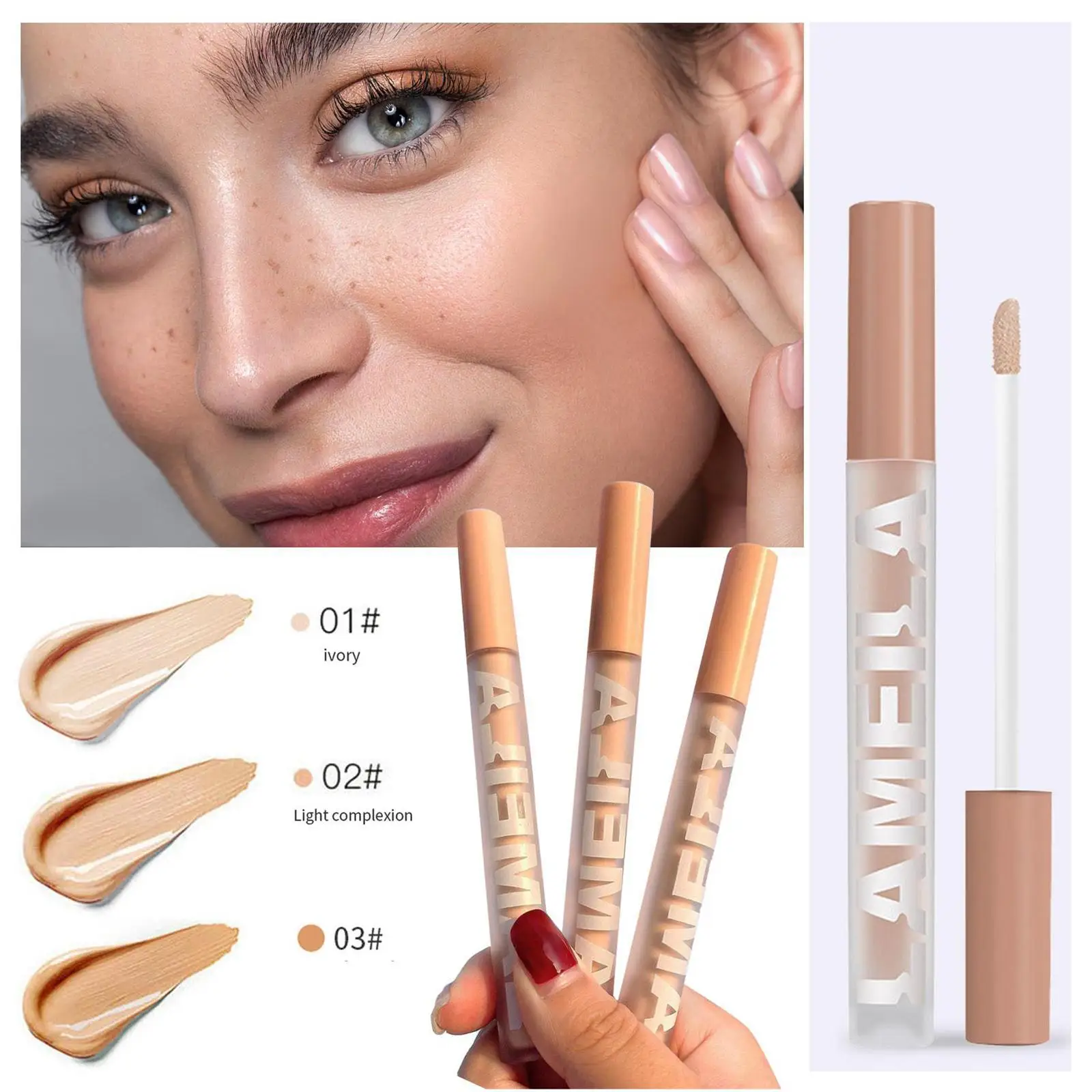 Eye Liquid Concealer Base 3 Colors Full Coverage Suit For All Skin Face Makeup Lip/Dark Eye Circle Cover Concealer Long Las R4H3