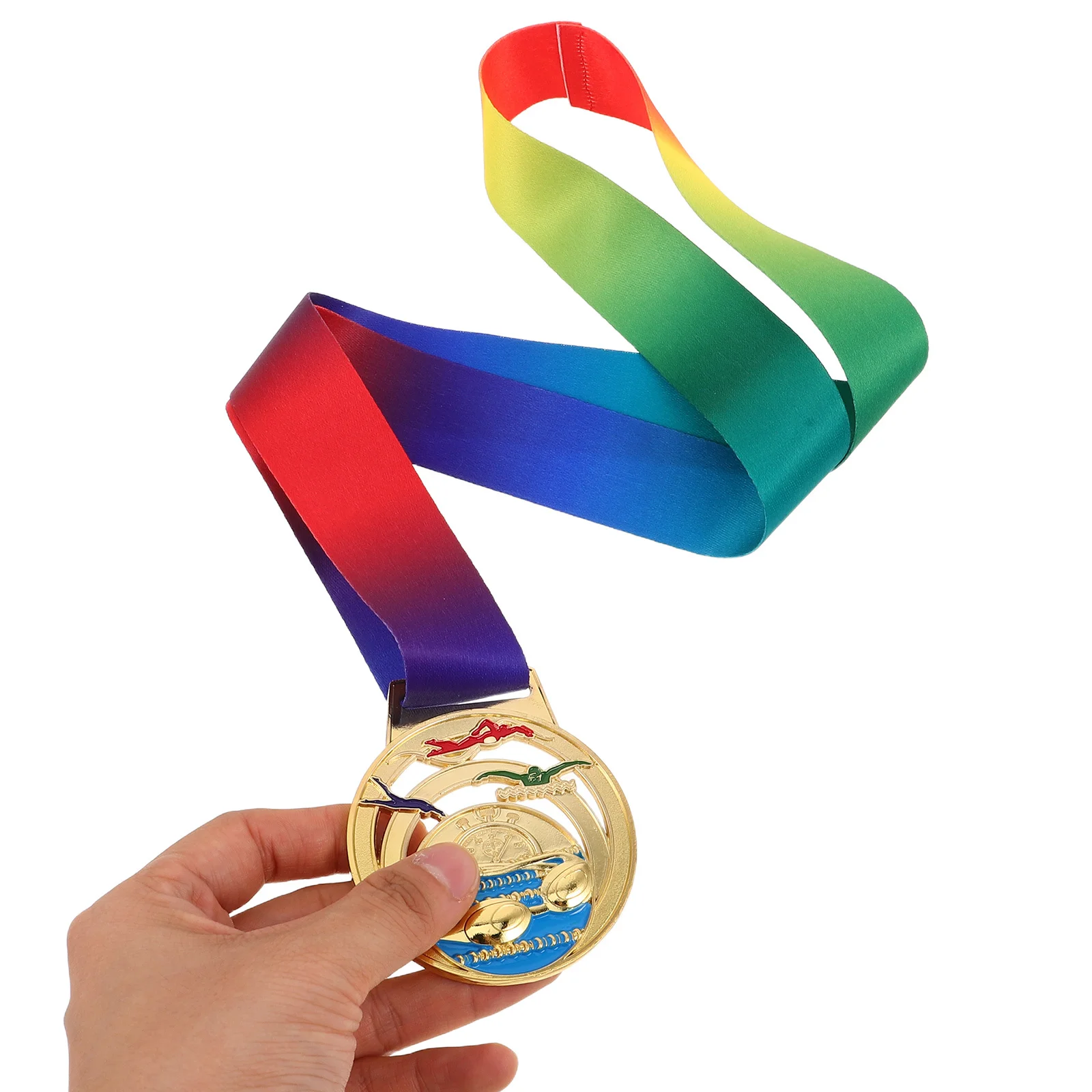 Metal Medal Award Medals with Neck Ribbon Hollow Out Awards First Place Golden Champion's Holder