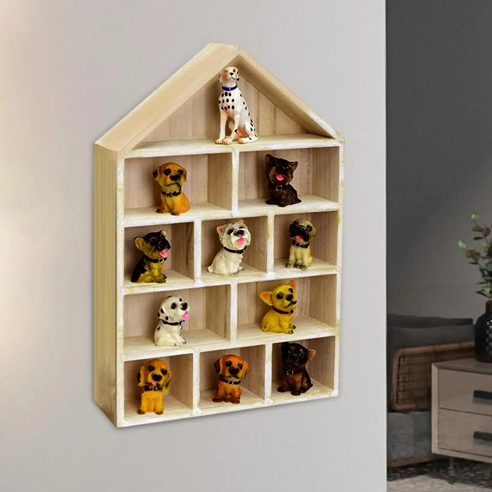 Rustic Wooden Shadow Box Display Shelf Wall Organizer Display Rack Collectible Shelf for Farmhouse Entryway