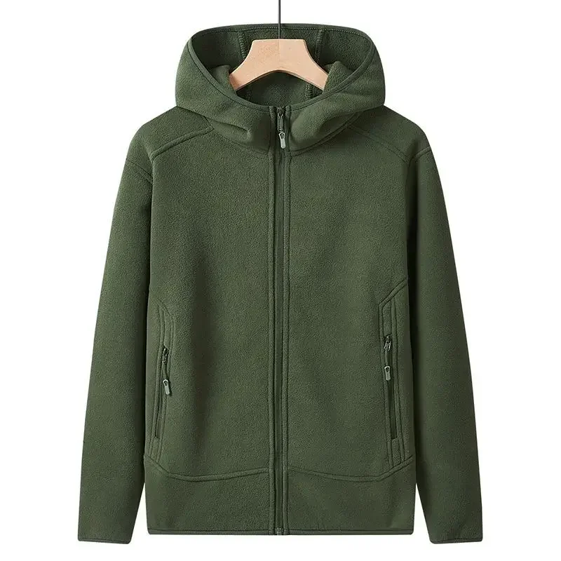 

Hoodies Plush Thickened Polar Fleece Jacket Men's Large Size Fleece Jackets Zipper Solid Color Hooded Sweatshirts Couple Tops