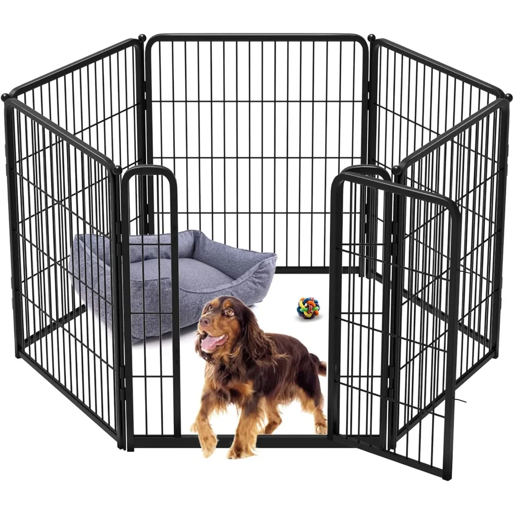 

Homeplus Dog Playpen Designed for Indoor Use, 32" Height for Medium Dogs, Black