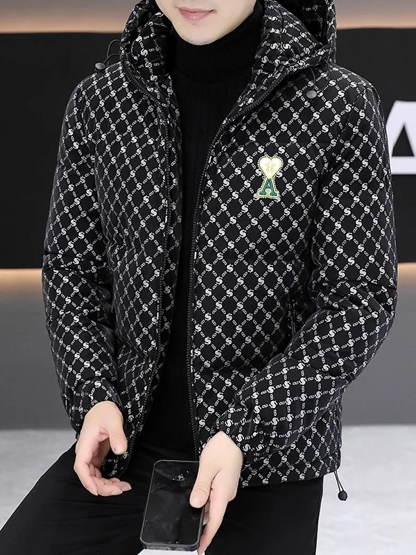 

Европейская теплая хлопковая куртка для мужчин, новая модная повседневная утепленная хлопковая куртка с капюшоном, универсальная хлопковая куртка...