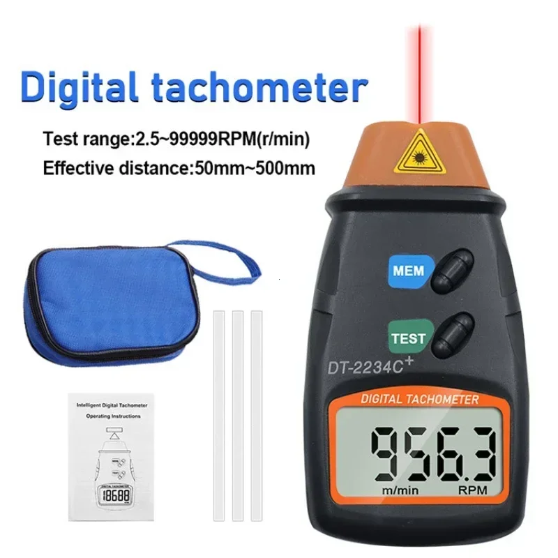 Dt2234C + Digital Laser Tachometer Rpm Meter Non-Contact 2.5RPM-99999RPM Lcd Display Speed Meter Dt2234C Tester Speed