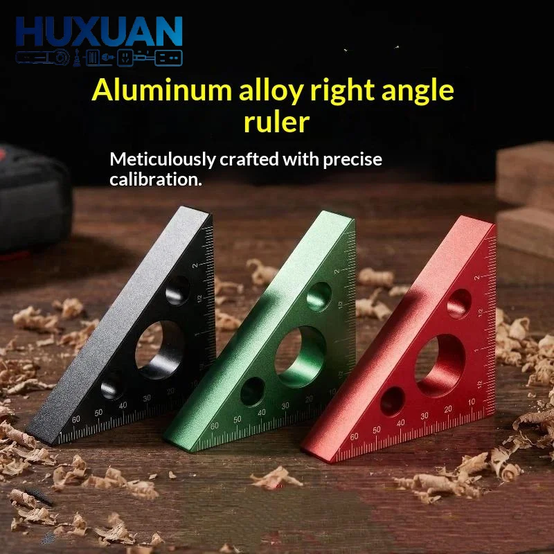 Portable Anti-Wear Aluminum Right Angle Ruler Woodworking Triangle Scale Carpenter Measuring Gauge for Small Repair Jobs