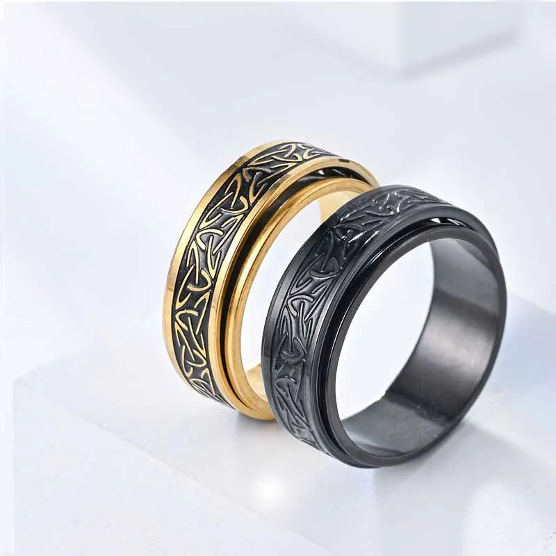 Fashion Totem Celtic 316 Stainless Steel Men's and Women's Ring Free Rotation to Relieve Anxiety Party Jewelry Accessoires Gift