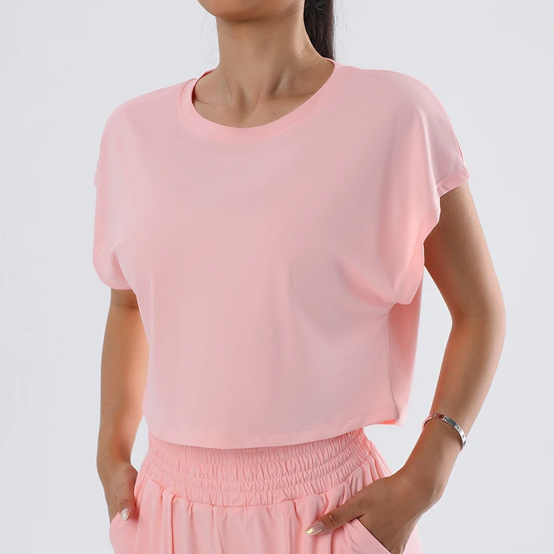 Summer Yoga Top Women Short Sleeve Gym Top Sportswear Quick Dry Running Sport Shirt Fitness Athletic Crop Tops Active Wear