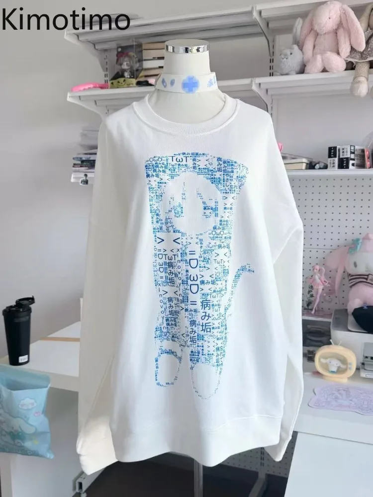 

Kimotimo Harajuku Letter Print Long Sleeve T-shirts Women Autumn New Anime Aesthetic Loose Long Sleeve Tops Casual Sweatshirts