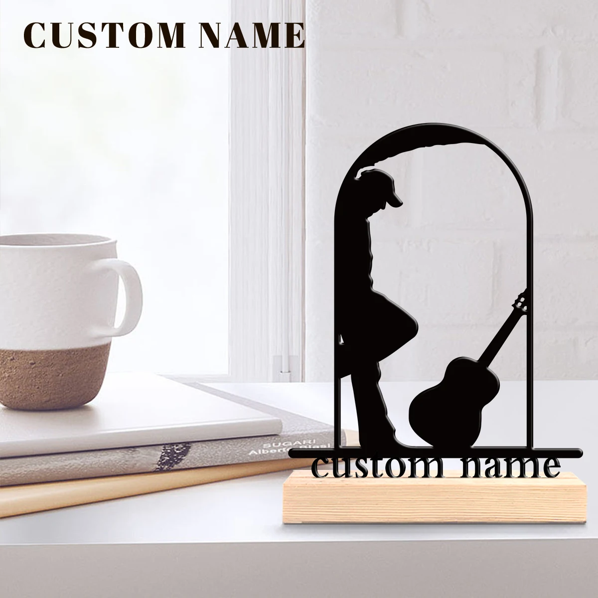 1pc Fashionable Personalized Custom Metal Statue Custom Content With Wooden Base Holiday Gifts for Family and Friends
