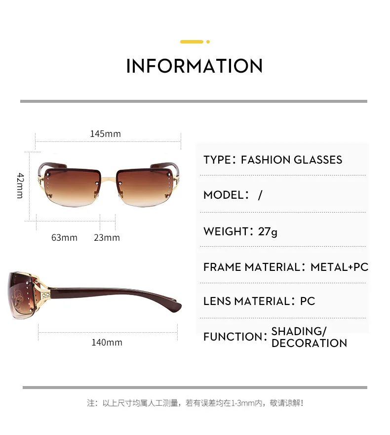 2023 New Y2K Diamond Set Sunglasses Millennium Spice Girl Square Sunglasses Advanced Texture Sunglasses for Ladies