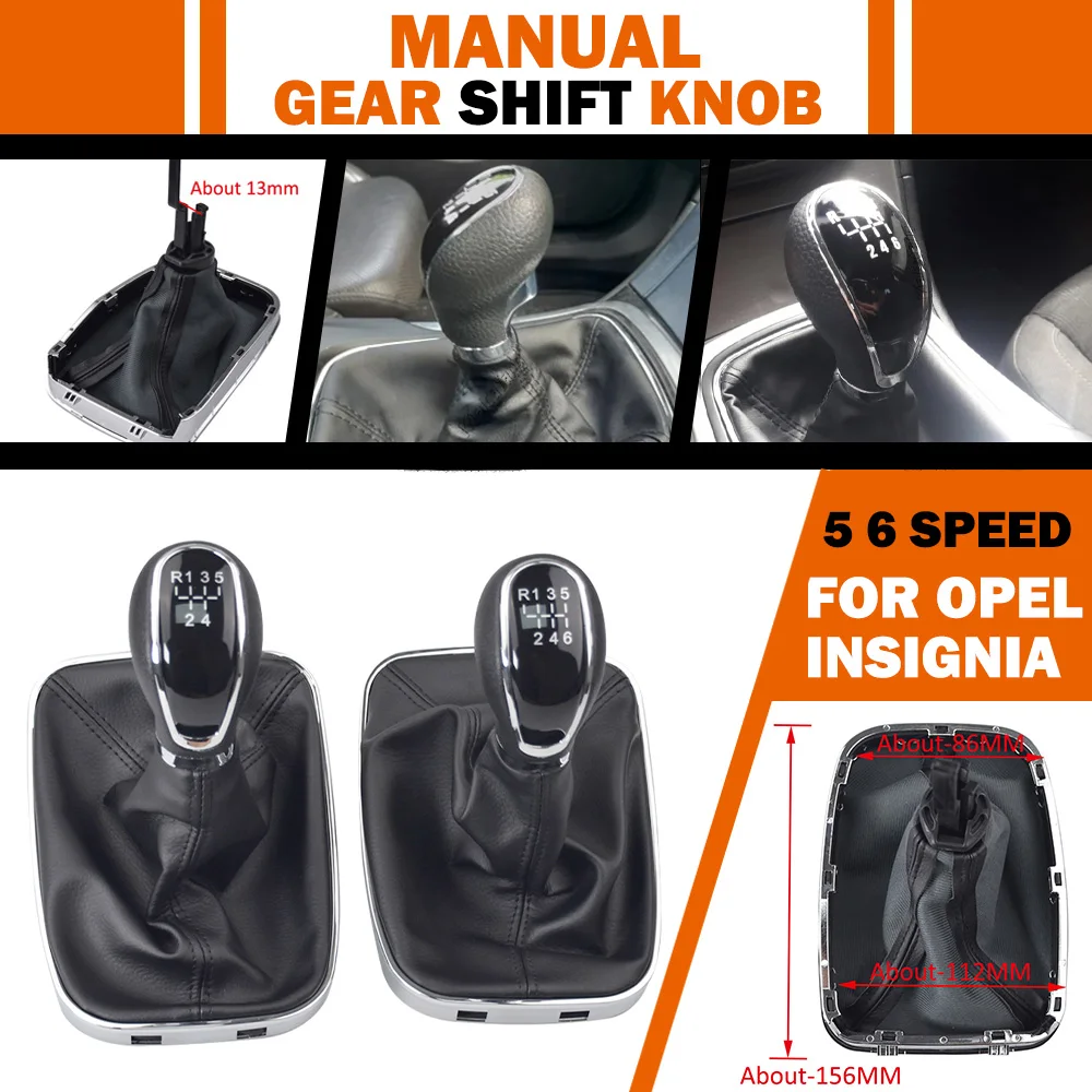 5 / 6 Speed Gear Stick Shift Knob Leather Boot Car-styling For OPEL Insignia 2003 2004 2005 2006 2007 2008 2009 2010 2011-2017