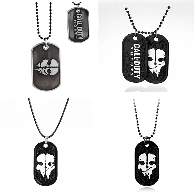 Classic Game Jewelry Mens Necklace Ghosts Dog Tag Pendant Army Nameplate for Duty Military Series with Weapons Call Wholesale