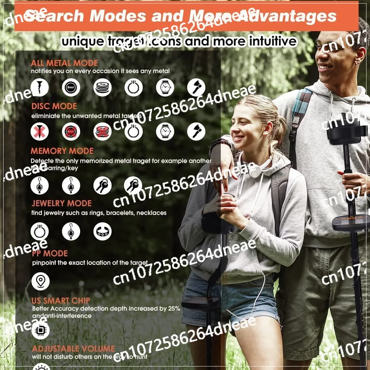 Underground treasure detector GC-1075 gold silver dollar copper coin handheld metal detector high precision