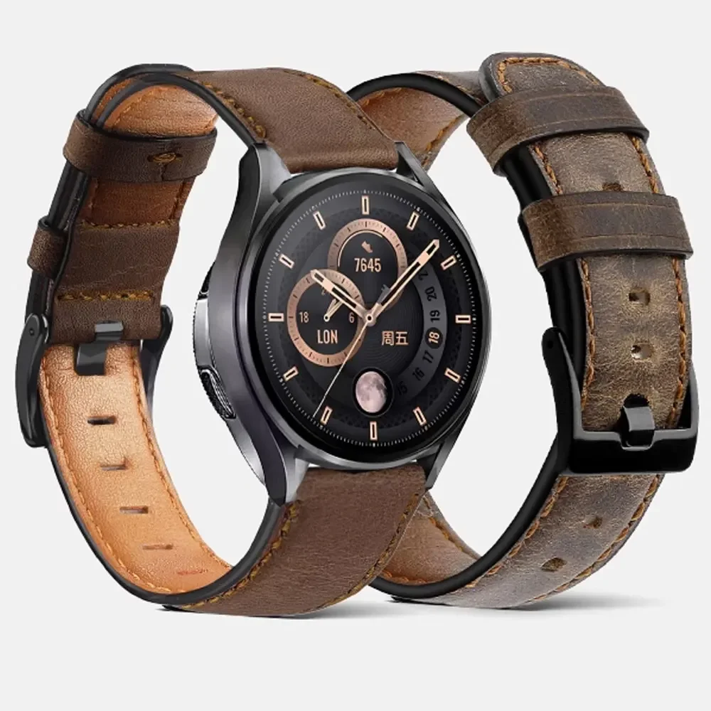 حزام جلدي ريترو لساعة سامسونج جالاكسي 7/4/6/كلاسيك/5/5 برو/أكتيف 2 20 ملم 22 ملم سوار ساعة هواوي Gt 4-3-pro-2-2e #1