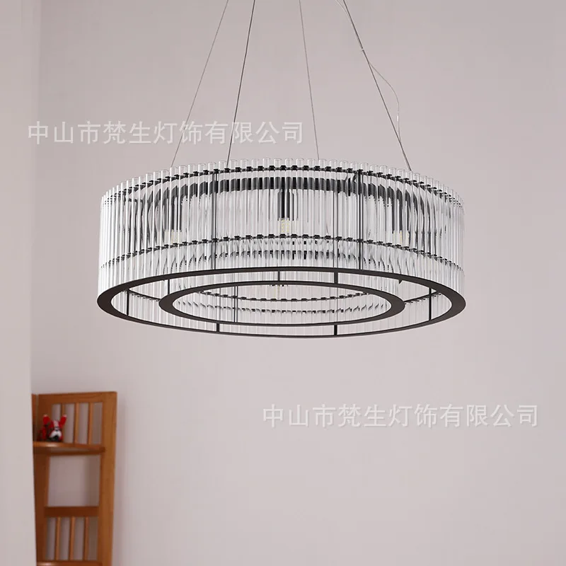 

Simple black modern living room bedroom chandelier creative personality dining table round chandelier American Italian lighting