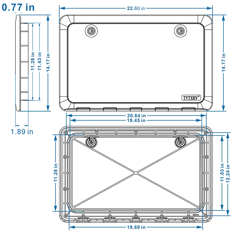 

TYTXRV Caravan Accessories 500*285mm UV Resistance Black Motorhome Hatch Door RV Luggage Door