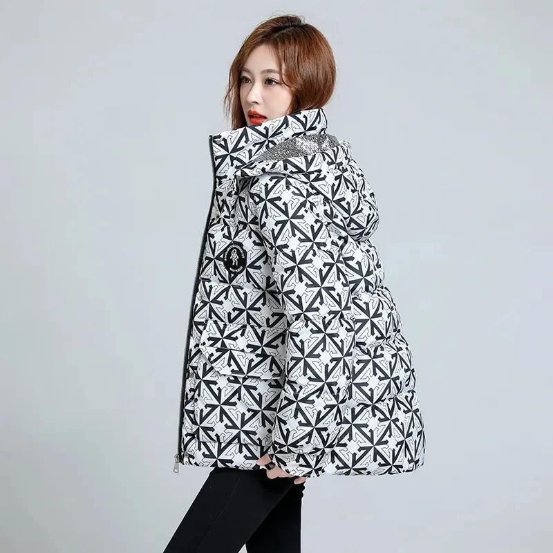 2023 New Winter Jacket Womens Down Cotton-Padded Coat Hooded Parkas Thick Short Female Outerwear Loose Casual Oversize Overcoat