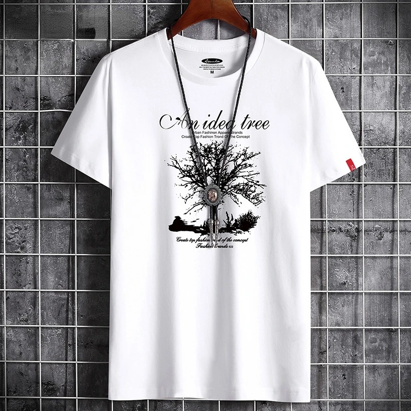 Anime 2022 Summer Men Tops Plus Size S-6XL Loose Short Sleeve Breathable Cotton Man Tshirt Men\'s Casual Vintage Print T-shirts