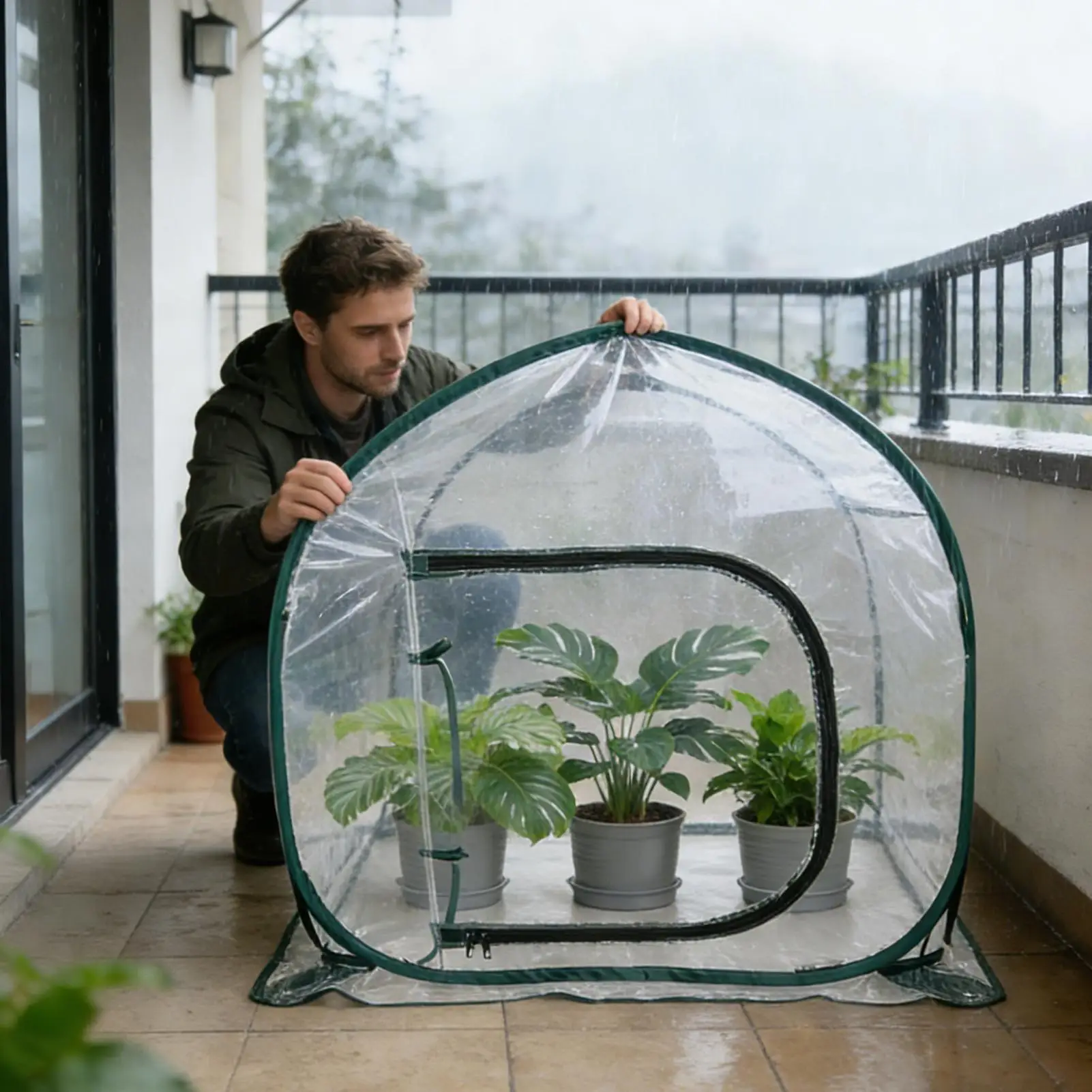 Plant Mini Greenhouse Clear Zippered Cold Weather Pop Open Winter Plant Cover For Strawberry Patches Patio Orchards Garden