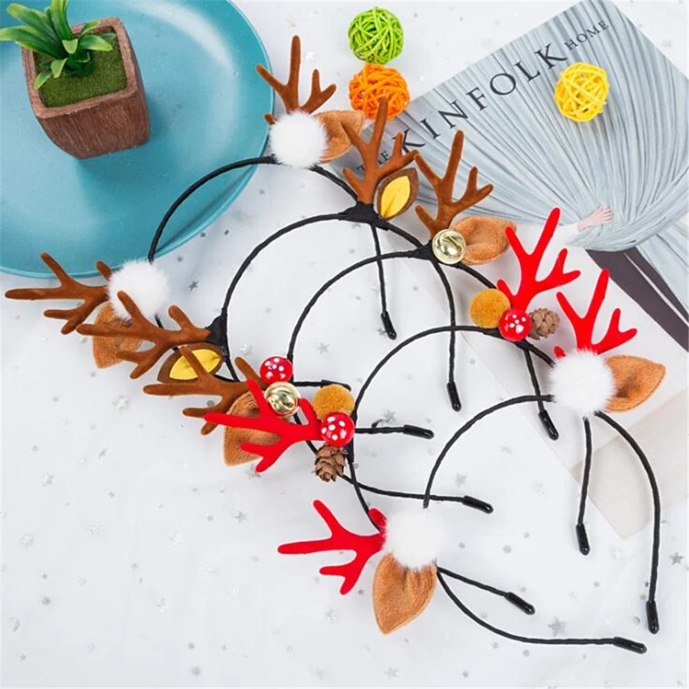 Christmas Headbands Antler Hair Band Deer Ear Hair Hoop Headwear Xmas Decoration Gifts Party Cosplay Hair Accessories for Girls