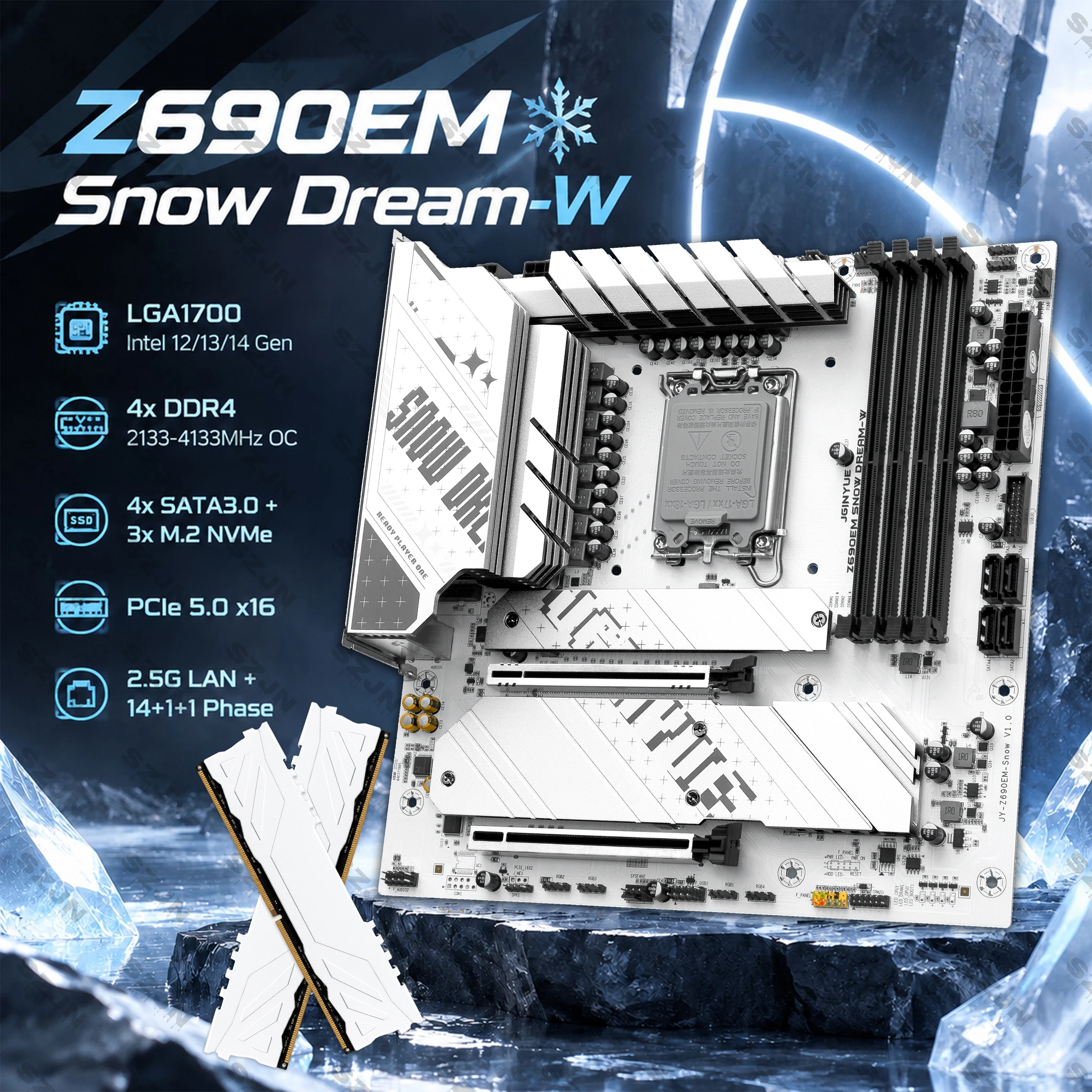 Pc Gaming I7 14Th Gen - JGINYUE Z690EM Snow Dream-W เมนบอร์ด Z690