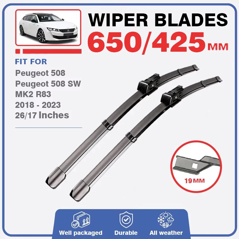 Front Rear Wiper Blades For Peugeot 508 508SW 508 SW MK2 R83 2018 - 2023 Windshield Windscreen Car Accessories Cover 2019 2020