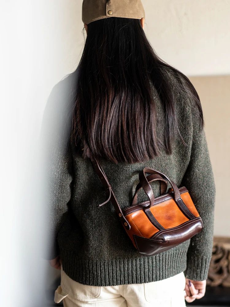 

PNDME Fashion vintage vegetable tanned cowhide women's handbag outdoor party handmade genuine leather shoulder crossbody bag